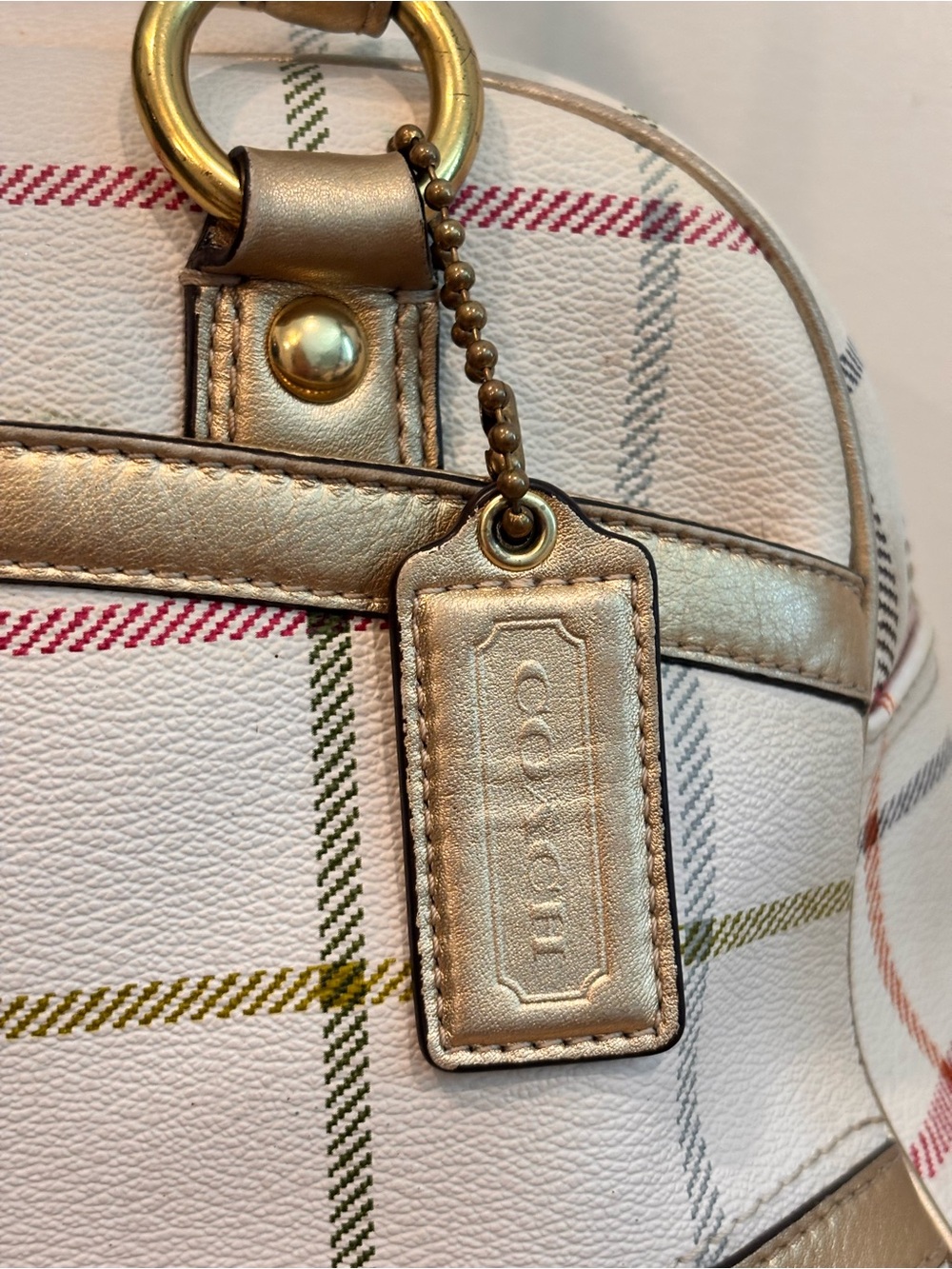 COACH 2011 Peyton Tattersall Plaid Satchel Shoulder Bag - Picture 3 of 16
